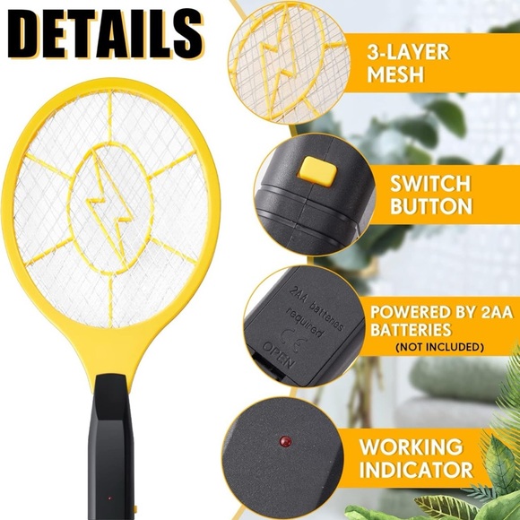 Yellow Electric Bug Zapper Racket - Picture 3 of 8